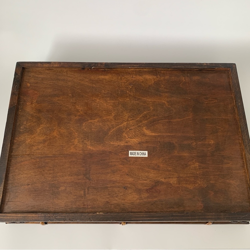 Decorative Wood Rectangle Serving Tray with Handles - Picture 8 of 8